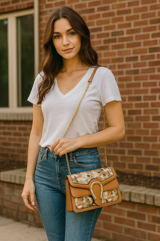 a- Premium Crossbody Bag for Women – Designer Handbag with Gold Chain