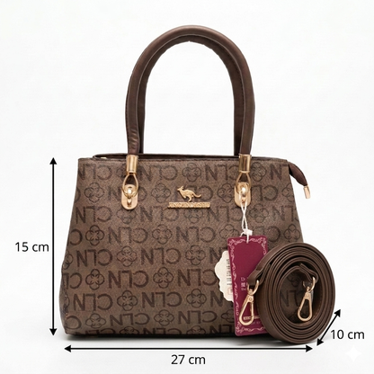 Elegant Brown Monogram Handbag for Women – Compact Everyday Shoulder Tot