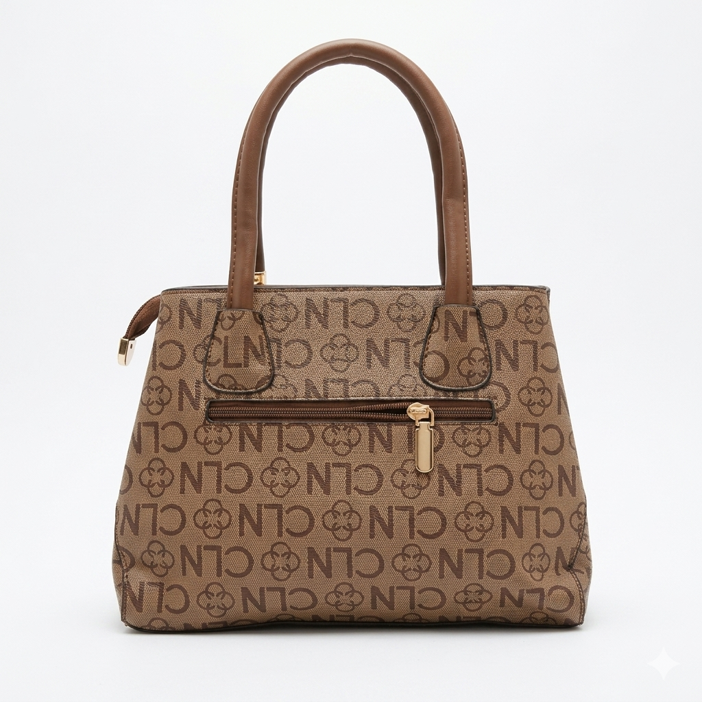 Elegant Brown Monogram Handbag for Women – Compact Everyday Shoulder Tot