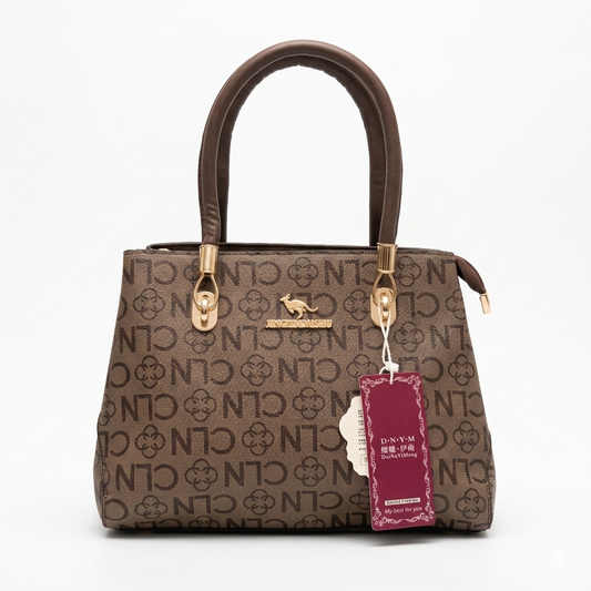 Elegant Brown Monogram Handbag for Women – Compact Everyday Shoulder Tot