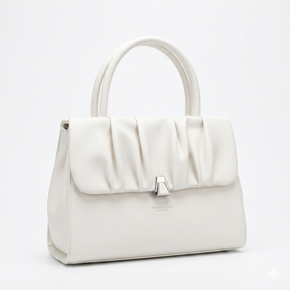 Elegant Pleated Leather Handbag – Structured Shoulder Tote for Women