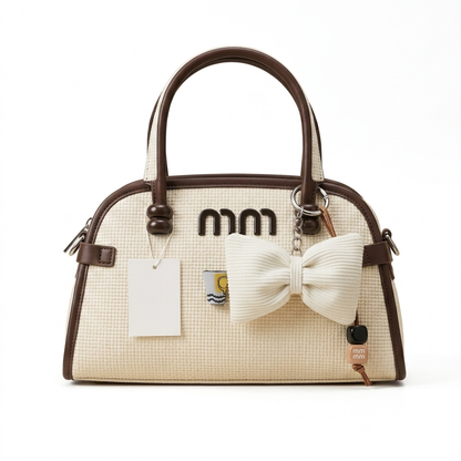 Elegant Woven Bow Handbag – Structured Mini Tote for Women