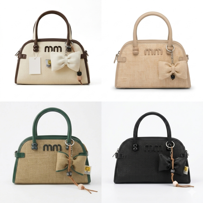Elegant Woven Bow Handbag – Structured Mini Tote for Women