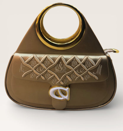 Elegant Embroidered Ring-Handle Handbag for Women
