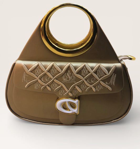 Elegant Embroidered Ring-Handle Handbag for Women