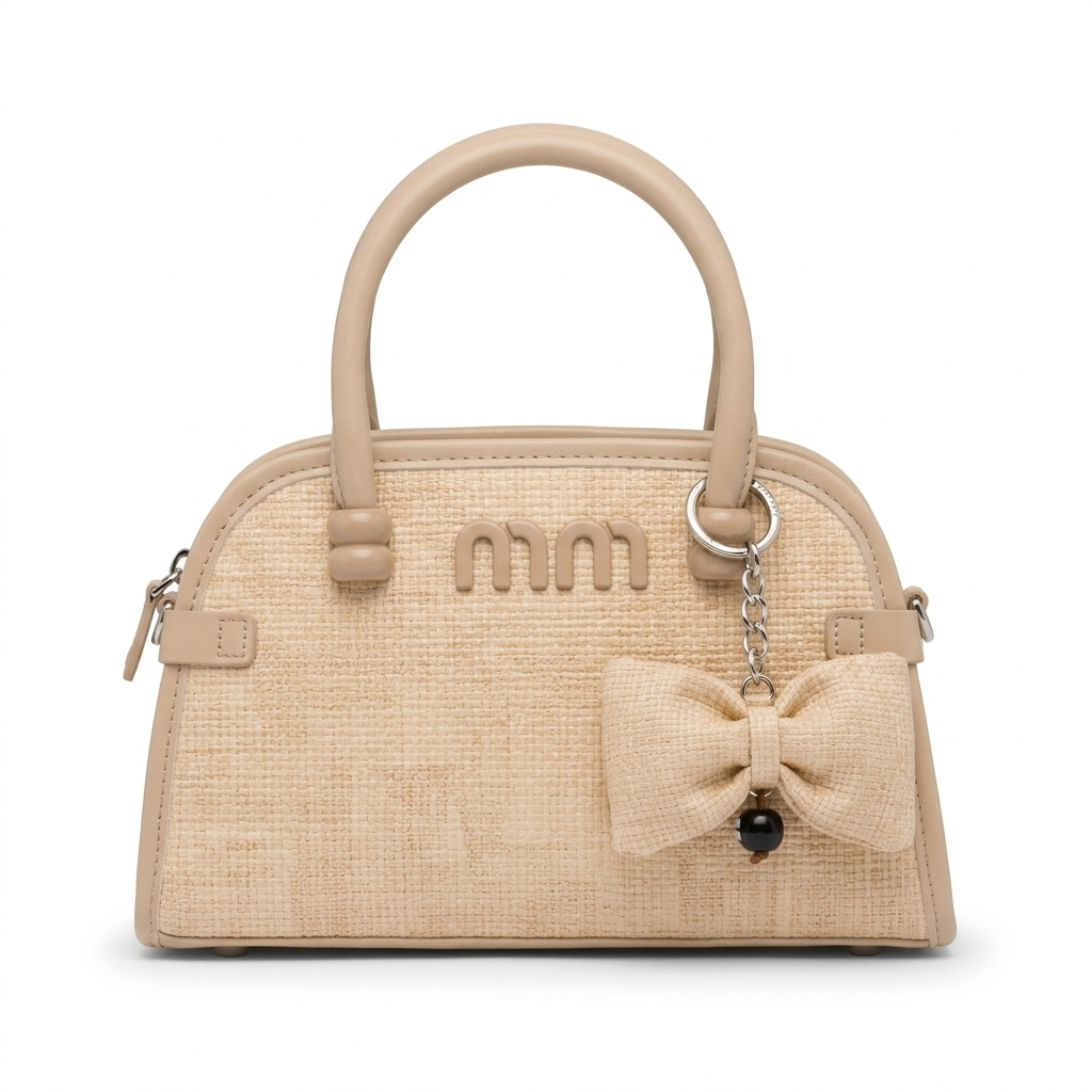 Elegant Woven Bow Handbag – Structured Mini Tote for Women