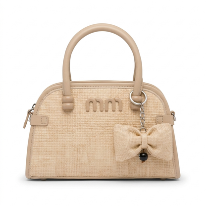 Elegant Woven Bow Handbag – Structured Mini Tote for Women