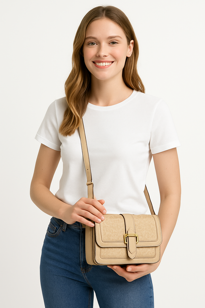 a- Premium Crossbody Bag with Gold Buckle – Available in Two Colors