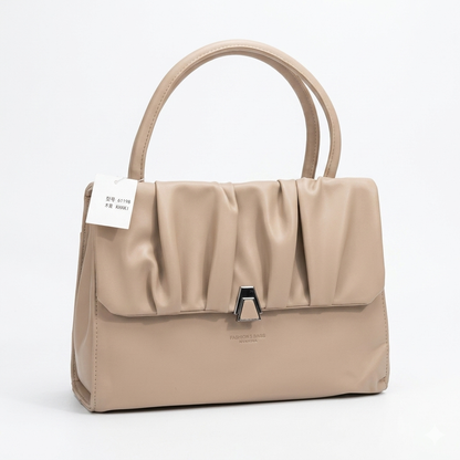 Elegant Pleated Leather Handbag – Structured Shoulder Tote for Women