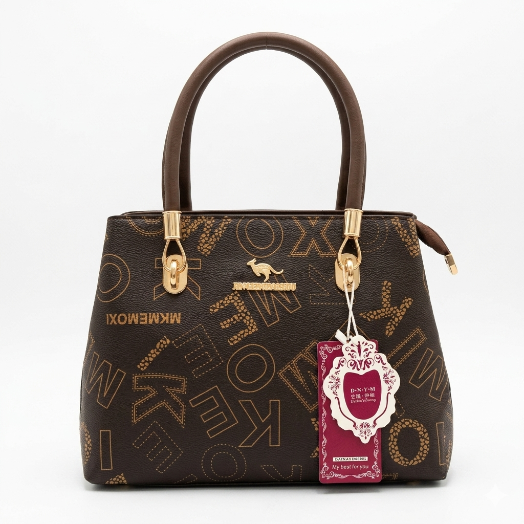 Elegant Brown Printed Women’s Handbag