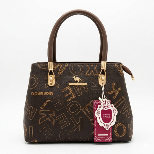 Elegant Brown Printed Women’s Handbag