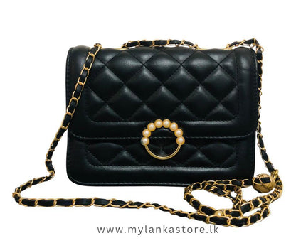 (AAA) - Quilted Crossbody Shoulder Bag with Chain Strap – 20 x 15 x 10 cm