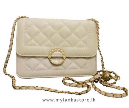 (AAA) - Quilted Crossbody Shoulder Bag with Chain Strap – 20 x 15 x 10 cm